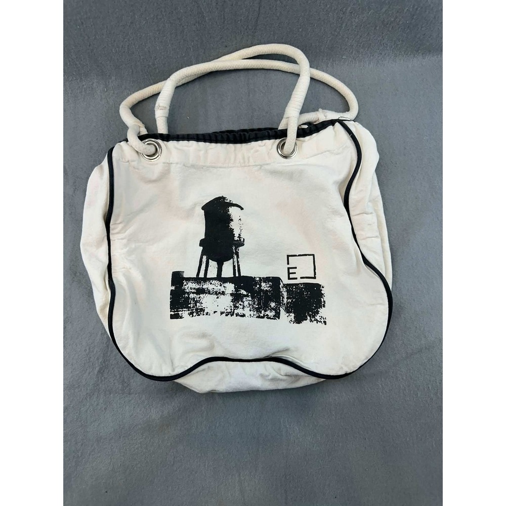 Blair‎ Ritchey Canvas Water Tower Tote Bag Rope style handles Cream Black